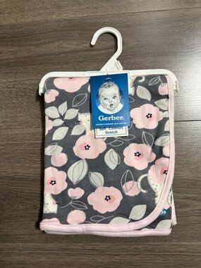 Gerber Floral Gray and Pink Cosmetic Pouch